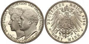 3 Mark Grand-duché de Saxe-Weimar-Eisenach (1809 - 1918) Argent Guillaume-Ernest de Saxe-Weimar-Eisenach