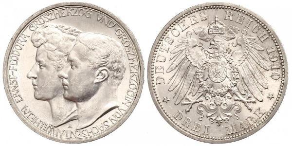 3 Mark Grand-duché de Saxe-Weimar-Eisenach (1809 - 1918) Argent Guillaume-Ernest de Saxe-Weimar-Eisenach