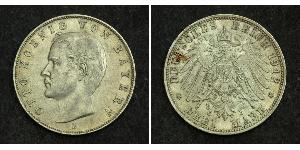 3 Mark Royaume de Bavière (1806 - 1918) Argent Othon Ier de Bavière(1848 – 1916)