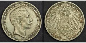 3 Mark Royaume de Prusse (1701-1918) Argent Wilhelm II, German Emperor (1859-1941)