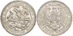 3 Mark Royaume de Prusse (1701-1918) Argent Wilhelm II, German Emperor (1859-1941)