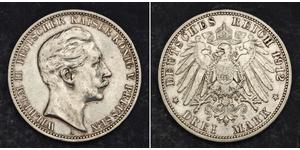 3 Mark Royaume de Prusse (1701-1918) Argent Wilhelm II, German Emperor (1859-1941)