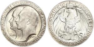 3 Mark Royaume de Prusse (1701-1918) Argent Wilhelm II, German Emperor (1859-1941)