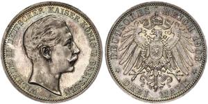 3 Mark Royaume de Prusse (1701-1918) Argent Wilhelm II, German Emperor (1859-1941)