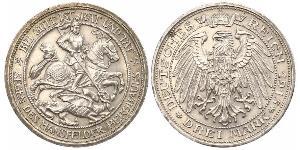 3 Mark Royaume de Prusse (1701-1918) Argent Wilhelm II, German Emperor (1859-1941)