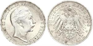 3 Mark Royaume de Prusse (1701-1918) Argent Wilhelm II, German Emperor (1859-1941)