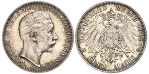 3 Mark Royaume de Prusse (1701-1918) Argent Wilhelm II, German Emperor (1859-1941)