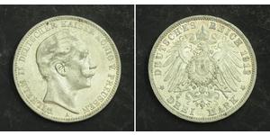 3 Mark Royaume de Prusse (1701-1918) Argent Wilhelm II, German Emperor (1859-1941)