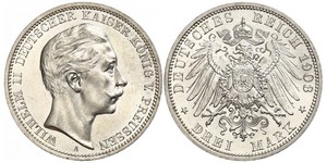 3 Mark Royaume de Prusse (1701-1918) Argent Wilhelm II, German Emperor (1859-1941)