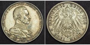 3 Mark Royaume de Prusse (1701-1918) Argent Wilhelm II, German Emperor (1859-1941)