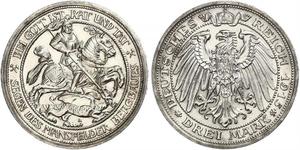 3 Mark Royaume de Prusse (1701-1918) Argent Wilhelm II, German Emperor (1859-1941)