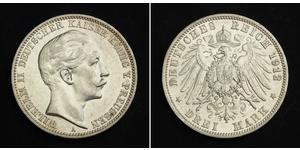 3 Mark Royaume de Prusse (1701-1918) Argent Wilhelm II, German Emperor (1859-1941)