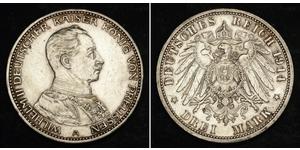 3 Mark Royaume de Prusse (1701-1918) Argent Wilhelm II, German Emperor (1859-1941)