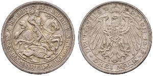 3 Mark Royaume de Prusse (1701-1918) Argent Wilhelm II, German Emperor (1859-1941)