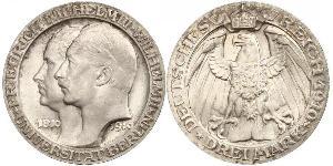 3 Mark Royaume de Prusse (1701-1918) Argent Wilhelm II, German Emperor (1859-1941)
