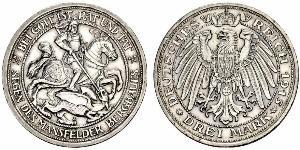 3 Mark Royaume de Prusse (1701-1918) Argent Wilhelm II, German Emperor (1859-1941)