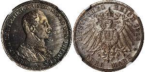 3 Mark Royaume de Prusse (1701-1918) Argent Wilhelm II, German Emperor (1859-1941)