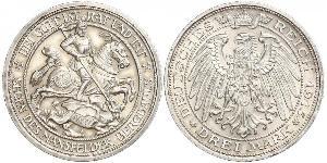 3 Mark Royaume de Prusse (1701-1918) Argent Wilhelm II, German Emperor (1859-1941)