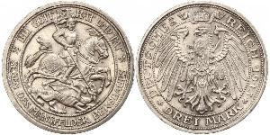 3 Mark Royaume de Prusse (1701-1918) Argent Wilhelm II, German Emperor (1859-1941)