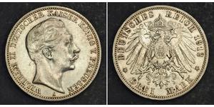 3 Mark Royaume de Prusse (1701-1918) Argent Wilhelm II, German Emperor (1859-1941)