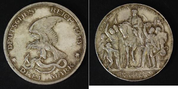 3 Mark Royaume de Prusse (1701-1918) Argent 