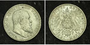 3 Mark Royaume de Wurtemberg (1806-1918) Argent Wilhelm II, German Emperor (1859-1941)