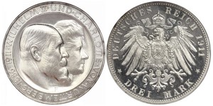 3 Mark Royaume de Wurtemberg (1806-1918) Argent Wilhelm II, German Emperor (1859-1941)