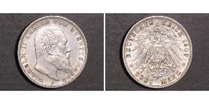 3 Mark Royaume de Wurtemberg (1806-1918) Argent Wilhelm II, German Emperor (1859-1941)