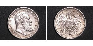 3 Mark Royaume de Wurtemberg (1806-1918) Argent Wilhelm II, German Emperor (1859-1941)