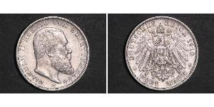 3 Mark Royaume de Wurtemberg (1806-1918) Argent Wilhelm II, German Emperor (1859-1941)