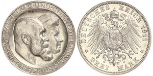 3 Mark Royaume de Wurtemberg (1806-1918) Argent Wilhelm II, German Emperor (1859-1941)