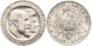 3 Mark Royaume de Wurtemberg (1806-1918) Argent Wilhelm II, German Emperor (1859-1941)