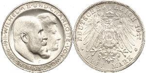 3 Mark Royaume de Wurtemberg (1806-1918) Argent Wilhelm II, German Emperor (1859-1941)