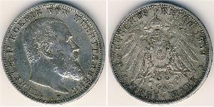 3 Mark Royaume de Wurtemberg (1806-1918) Argent Wilhelm II, German Emperor (1859-1941)