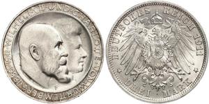 3 Mark Royaume de Wurtemberg (1806-1918) Argent Wilhelm II, German Emperor (1859-1941)