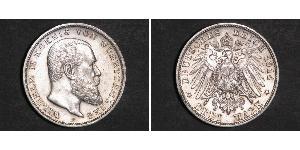 3 Mark Royaume de Wurtemberg (1806-1918) Argent Wilhelm II, German Emperor (1859-1941)