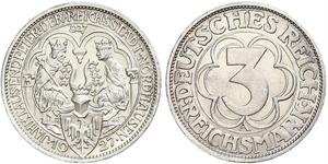 3 Mark République de Weimar (1918-1933) Argent 