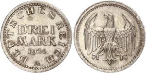 3 Mark République de Weimar (1918-1933) Argent 