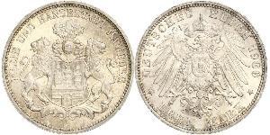 3 Mark States of Germany / Hambourg Argent 