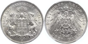 3 Mark States of Germany / Hambourg Argent 