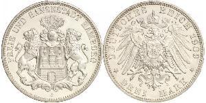 3 Mark States of Germany / Hambourg Argent 