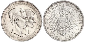 3 Mark Ducato di Brunswick (1815 - 1918) Argento Ernesto Augusto III di Brunswick (1887 - 1953)