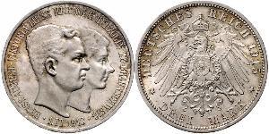 3 Mark Ducato di Brunswick (1815 - 1918) Argento Ernesto Augusto III di Brunswick (1887 - 1953)
