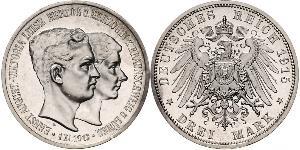 3 Mark Ducato di Brunswick (1815 - 1918) Argento Ernesto Augusto III di Brunswick (1887 - 1953)