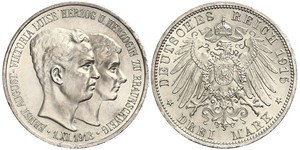 3 Mark Ducato di Brunswick (1815 - 1918) Argento Ernesto Augusto III di Brunswick (1887 - 1953)