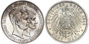 3 Mark Ducato di Brunswick (1815 - 1918) Argento Ernesto Augusto III di Brunswick (1887 - 1953)