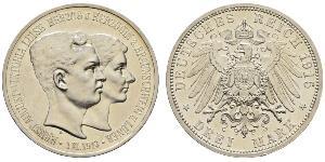 3 Mark Ducato di Brunswick (1815 - 1918) Argento Ernesto Augusto III di Brunswick (1887 - 1953)