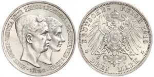 3 Mark Ducato di Brunswick (1815 - 1918) Argento Ernesto Augusto III di Brunswick (1887 - 1953)