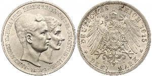 3 Mark Ducato di Brunswick (1815 - 1918) Argento Ernesto Augusto III di Brunswick (1887 - 1953)