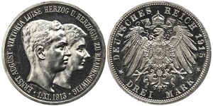 3 Mark Ducato di Brunswick (1815 - 1918) Argento Ernesto Augusto III di Brunswick (1887 - 1953)